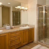 glass shower door for shower door enclosure in bathroom