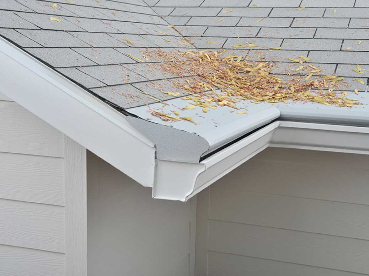 gutter guard preventing leaves from falling into gutter
