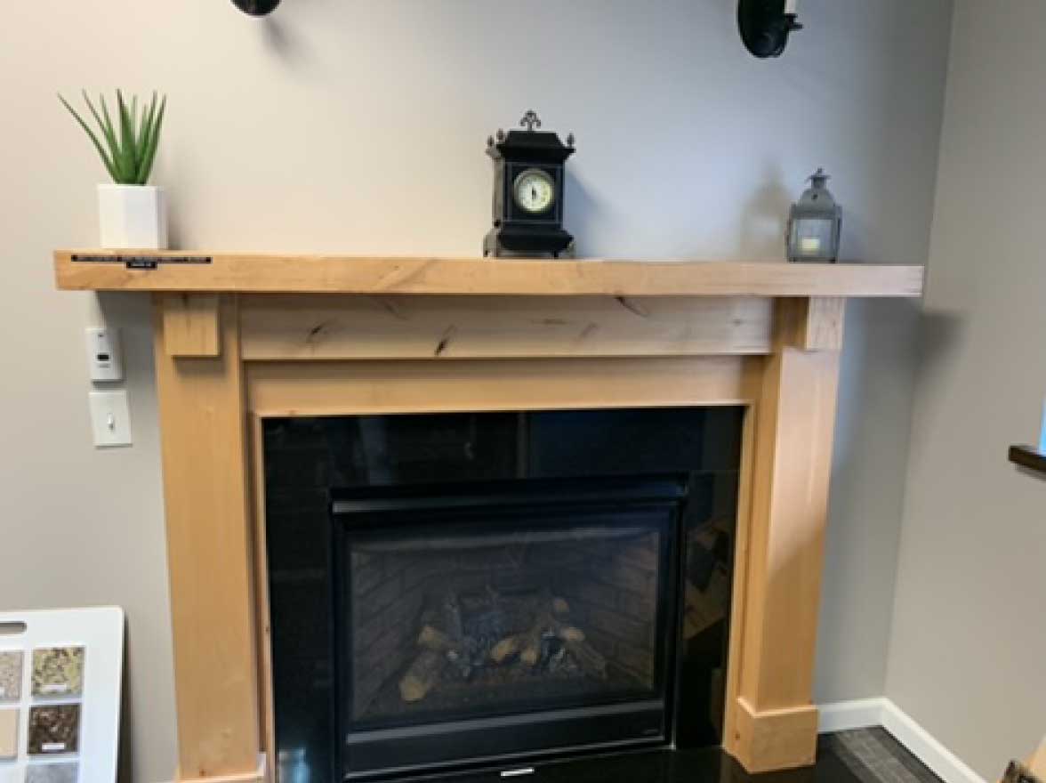 wooden fireplace mantel