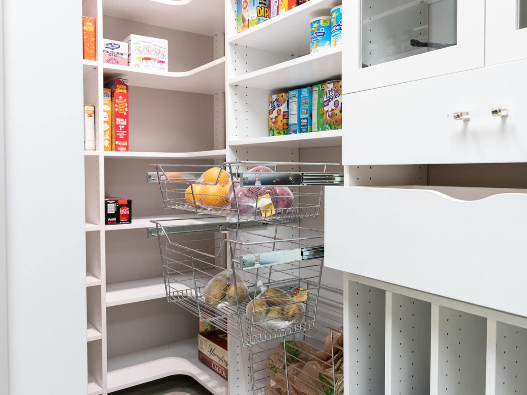 A custom kitchen and pantry storage installation