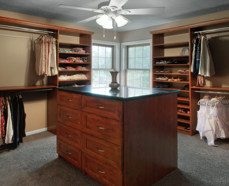 A master closet build out inside of a modern home