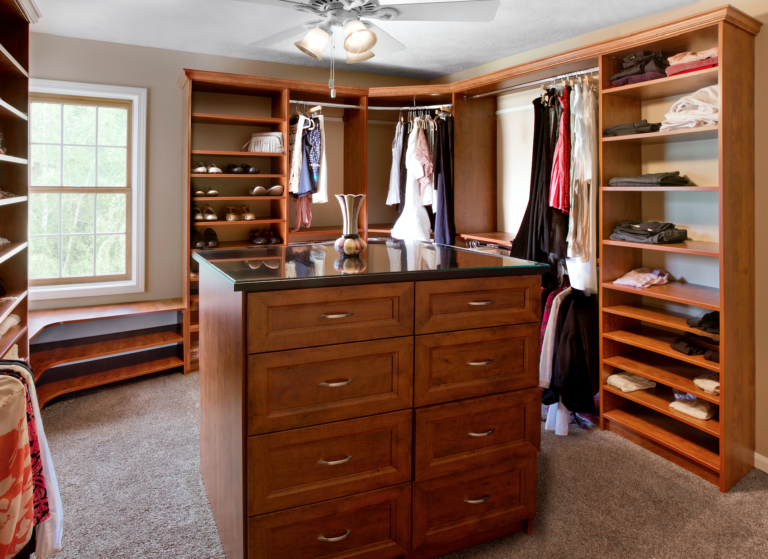 A master closet build out inside of a modern home